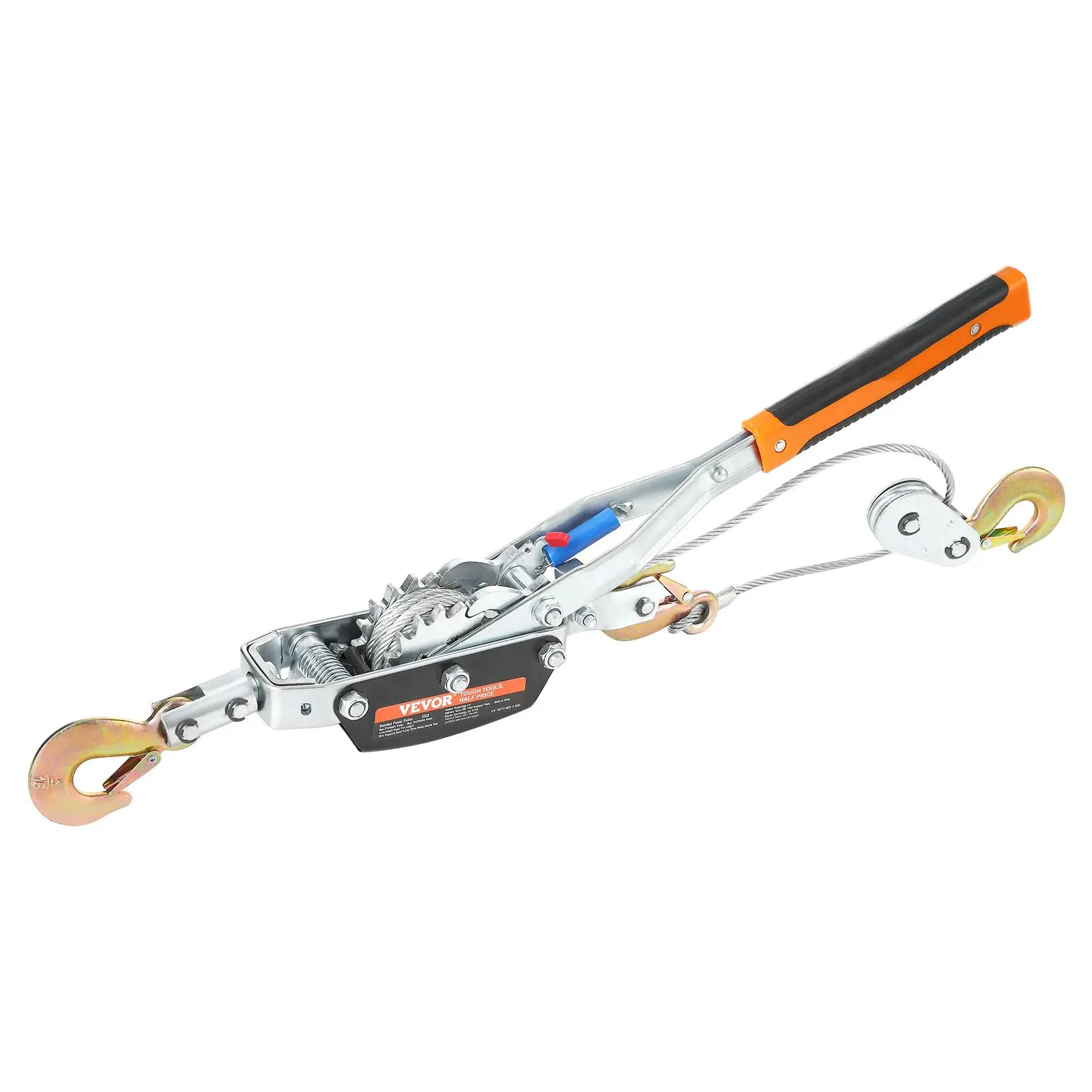 VEVOR Come Along Winch, 5-Ton (11023 lbs) Pulling Capacity, 11.5 ft Steel Cable, 3 Anti-Slip Hooks, Carbon Steel Heavy-Duty Ratchet Power Puller with Dual Gears, 1-Hand Grip Automotive Hoist for Vehicle Rescue, Moving Furniture