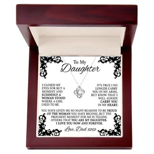 To My Daughter Necklace, I Closed My Eyes, Gift From Dad, Love Knot Necklace, Birthday Gift, Inspirational Strength Gift, Daughter Necklace