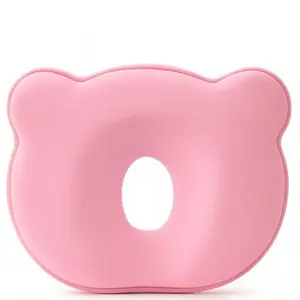 Breathable Baby Head Pillow – Soft Cotton Flat Head Support Pillow for Newborns & Infants, Neck Support Memory Foam Pillow for Bed & Travel (Pink)