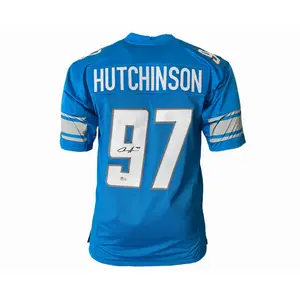 Aidan Hutchinson Signed Custom Blue Football Jersey (Beckett)