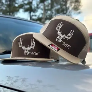 Deer Head 7-Panel Trucker Hat, Heritage Hunting Snapback, Outdoor Collection, Black, White, Gift For Him, Gift For Her