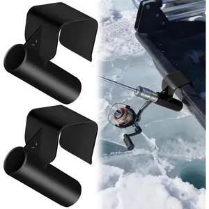 Ice Fishing Sled Rod Holder Ice House Sled Rod Holder Buckets Storage Rack Hands-Free Plastic Ice Fishing Pole Holders Gear Accessories for Outdoor Ice Sled Men Birthday  Black