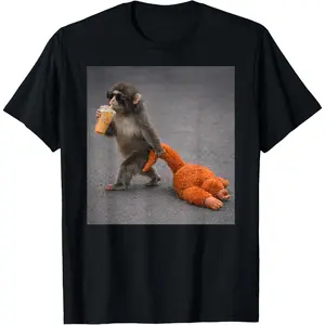 Baby Monkey Punch Drinking Iced Coffee T-Shirt