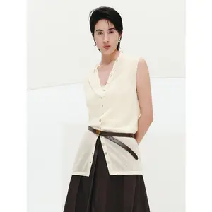 URBAN REVIVO Women's Clothes 2-Piece Minimalist Basic Thin Elegant Cotton-Wool Knit Fabric Clothes Set - Cardigan & Vest, 2026 Summer Plus Size Women's Tops, UWU960013