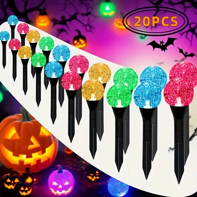 20pcs Solar Garden Crystal Decorative Lights Outdoor Yard Lawn Pathway Lights Solar Landscape Lights 8 Lighting Modes Suitable for Halloween/Christmas/Wedding/Party/Birthday Scenes Romantic Atmosphere Lights Outdoor Lights Lamps