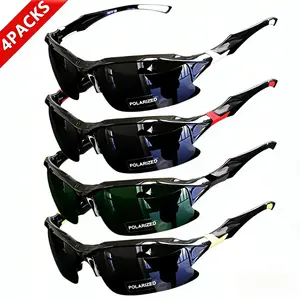 4-Pack Polarized Fashion Sports Sunglasses, UV Protection for Baseball, Running, Golf & Outdoor, Blue Light Blocking Anti-Eyestrain