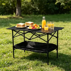 Portable folding table, picnic table, suitable for outdoor camping, beach, and barbecues <foldable>