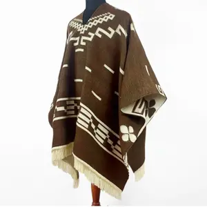 Alpaca Wool Reversible Poncho, Lightweight & Durable, Vibrant Colors, Exquisite Quality, Women's Fashion Accessories