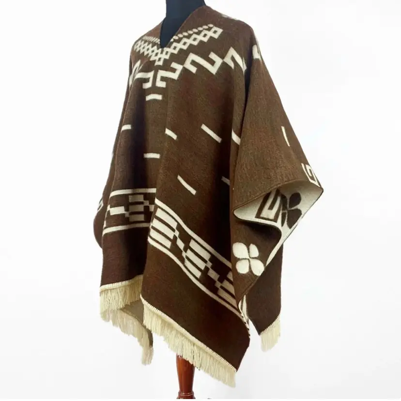 Alpaca Wool Reversible Poncho, Lightweight & Durable, Vibrant Colors, Exquisite Quality, Women's Fashion Accessories