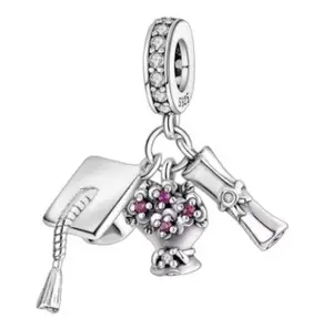925 Silver Graduation Charm – Cap, Diploma & Bouquet