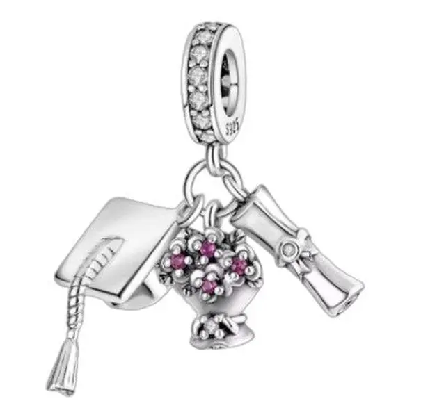925 Silver Graduation Charm – Cap, Diploma & Bouquet