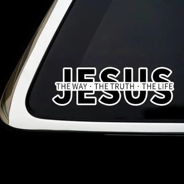 6 pieces Bumper Stickers Jesus The Way The Truth The Life Christian Vinyl Decal Car Stickers, Truck , Bumper, Laptops , Windows , Luggage Stickers