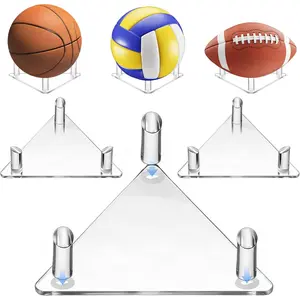 3 Pcs Acrylic Football Display Stand Suitable for Storing and Displaying Basketballs Soccer Balls Volleyballs Rugby Balls and Other Round-Cornered Balls