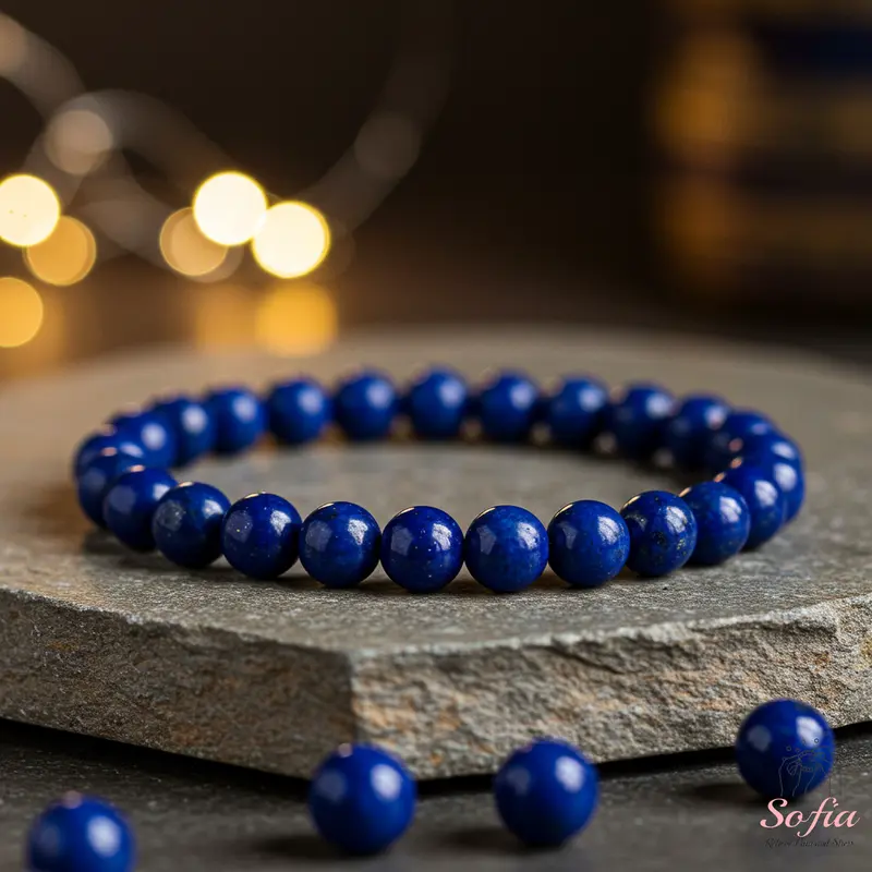 Boho Chic Natural Lapis Lazuli Beaded Bracelet, 8mm Gemstone Elastic Cord Handmade Bracelet, Friendship Jewelry for Daily Wear, Boho Chic Style