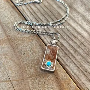 Cowhide Daisy Necklace