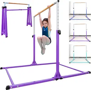 Foldable Gymnastic Bar for  Ages 3-20,5FT/6FT Horizontal Bar Base Length,Height Adjustable   Bar for Gymnastics,Gymnastics Equipment for  Clubs