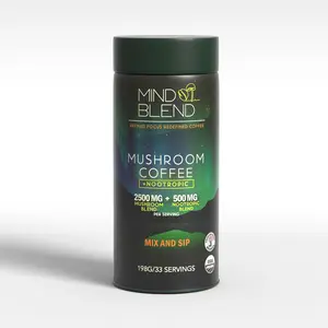 MindBlend Mushroom Coffee with Nootropics, 33 Servings, Lion's Mane, Cordyceps and More, USDA Organic, Gluten Free, Vegan | Made in the USA | Adaptogens for Natural Energy, Gut Health, Mental Focus