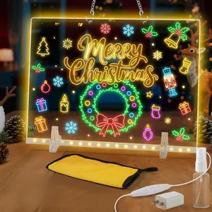 [New deal] - Lumiboard LED Drawing Board Acrylic Dry Erase Glowboard with 7 RGB Lights 4 Modes  Include Adapter Doodle Board for Kids Halloween Christmas Decorations Small