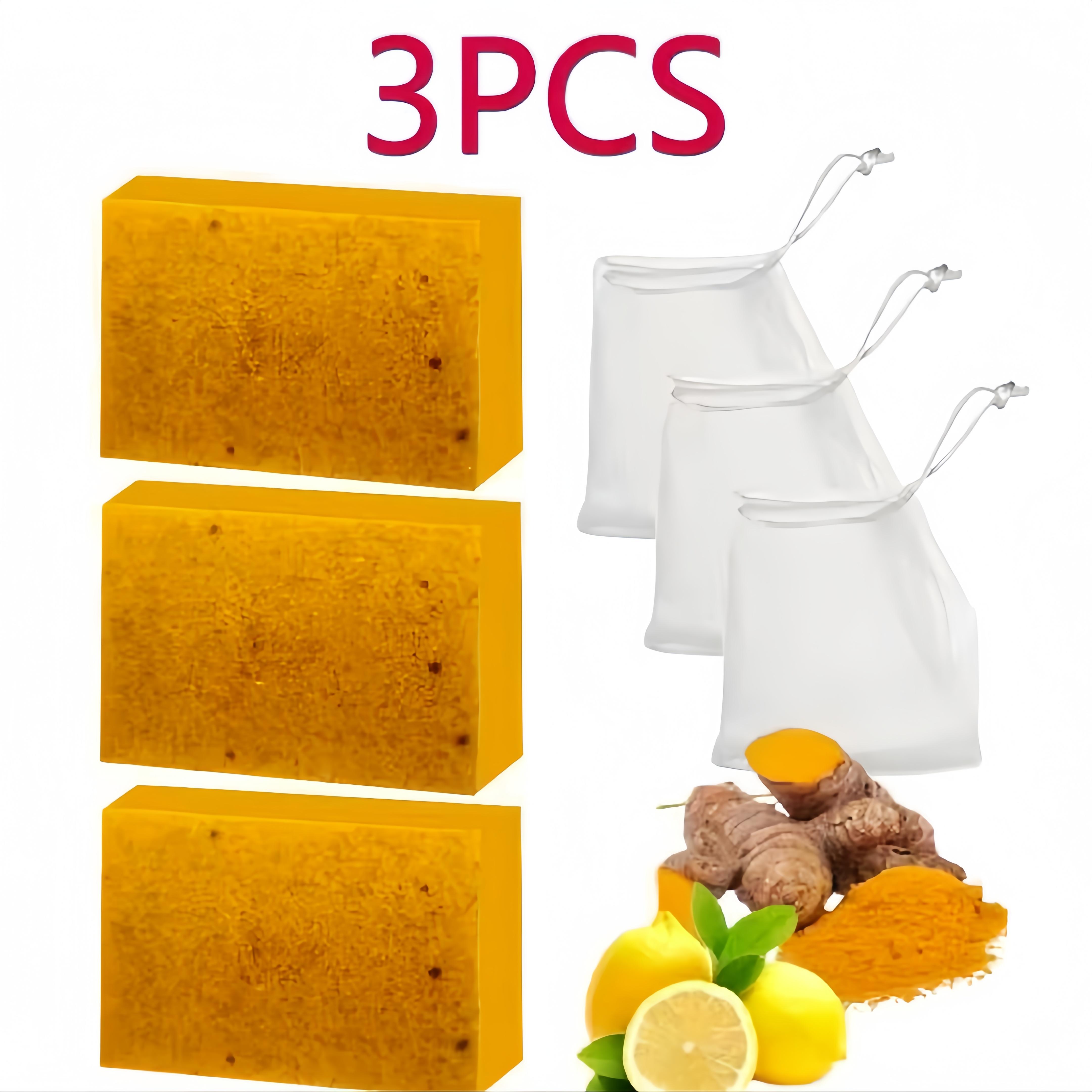 3PCS Lemon Turmeric Kojic Acid Soap - Gentle Dark Spot Remover for Face Acne Cleanser Cream Cleansing turmeric soap Face Facial Skincare Radiant Comfort
