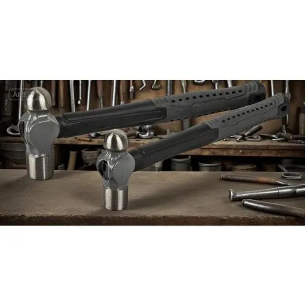 Professional Grade 2-Piece Ball Peen Hammer Set (8oz & 16oz) - Forged Steel Construction, Shock-Absorb Fiber Glass Handle, Textured Ergonomic Grip for Craftsmen, Metal Shaping, Repair Tasks