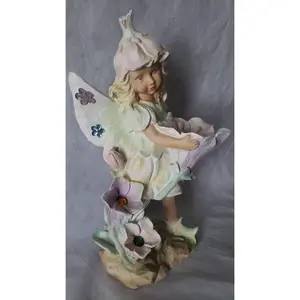 Garden Flower Fairy Figure 16" Statue Blonde Nymph Floral Pixie Art Sculpture
