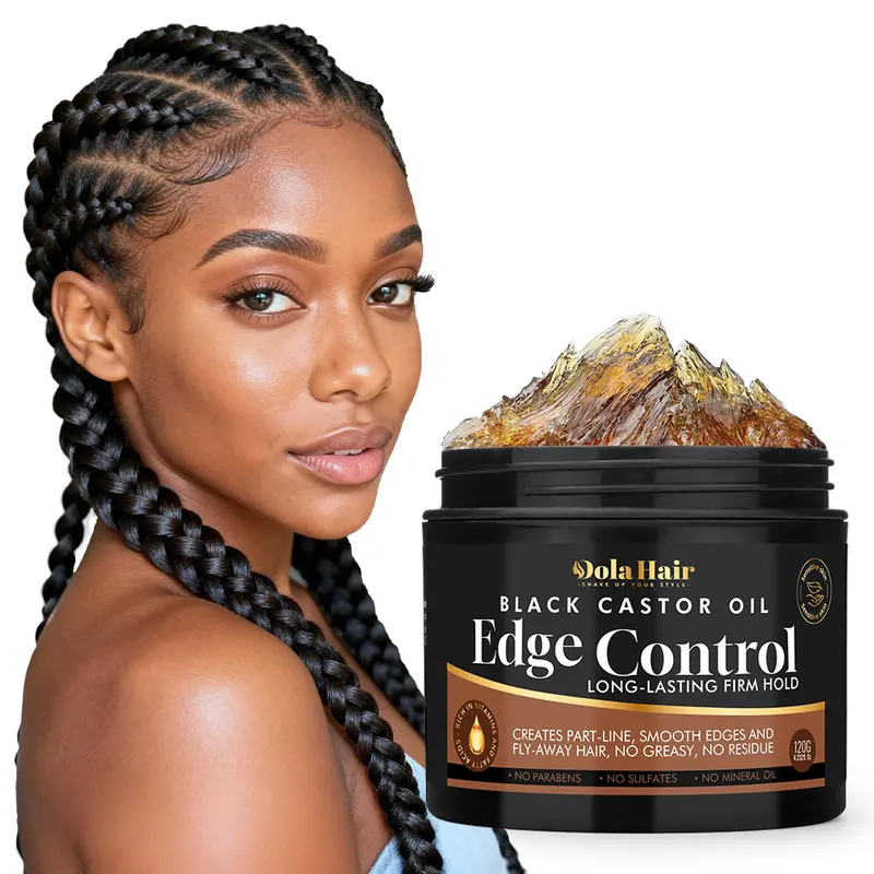 Dolahair Black Castor Oil Edge Control Gel - Unisex Adult Haircare Product, 24-Hour Extreme Hold, Lightweight Anti Frizz Mousse & Gel, Hydrating Moisturizer, Nourishing, Glossy Natural Edges, Smooth Slick-Back Styles, Ethyl Hexanediol, Acrylates Copolymer