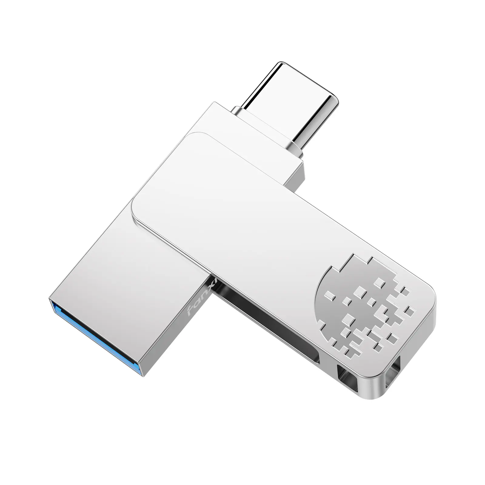 FANXIANG F372S 32GB/64GB/128GB/256 USB Flash Drive, Dual USB Type-C & USB-A, USB 3.2 Gen 1 Up to 150MB/s, Water-Resistant Zinc Alloy Metal Thumb Drive, Memory Stick for iPhone 15/16/17 Series, Android, PC, Mac