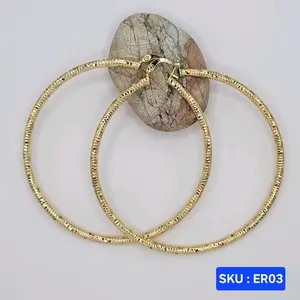 Beautiful Hoop Earrings  70mm XXL 3mm wide Laminated Gold  14k color Fashion Jewelry for Women Versatile Stylish Accessory Elegant