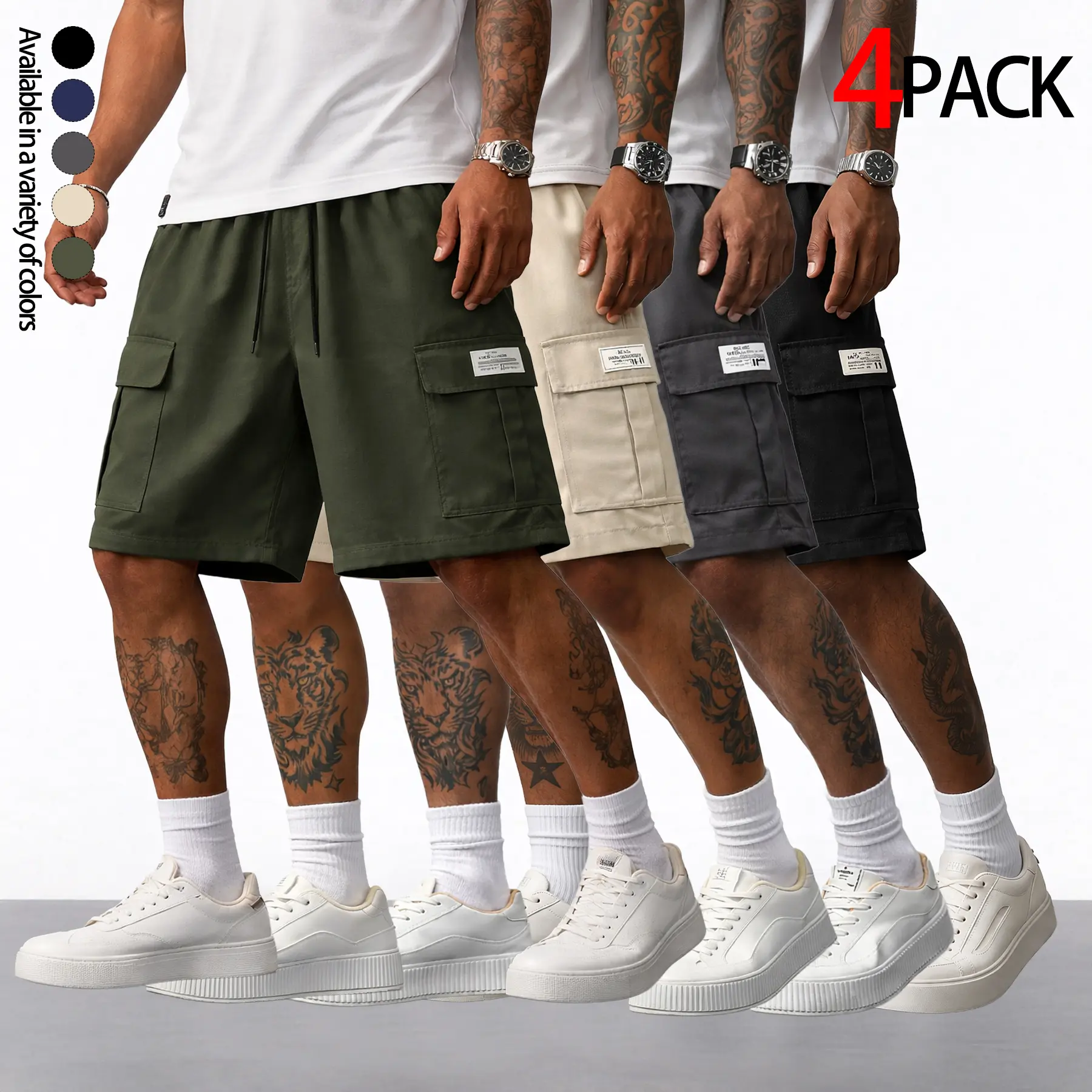 Black + Dark Gray + Khaki + Army Green