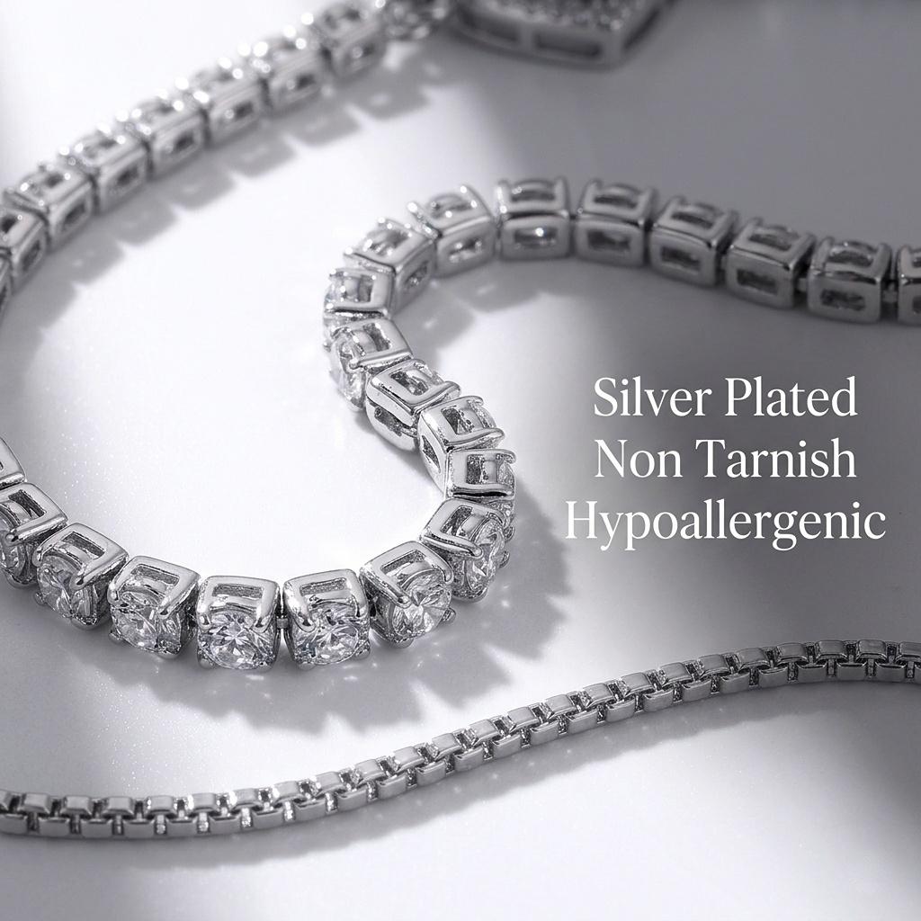 PERITIME Cuban Link Heart Bracelet – A sparkling, tarnish-resistant, silver-plated bracelet featuring an adjustable sliding clasp design; suitable for all seasons and perfect as a birthday or Mother's Day gift.