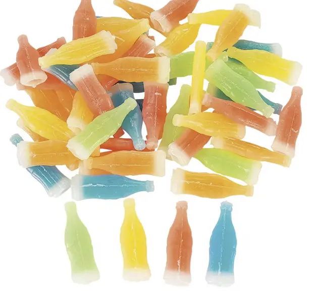 1 lb. Classic Wax Bottles Green, Yellow, Red & Blue Liquid Candy - 50 Pc.