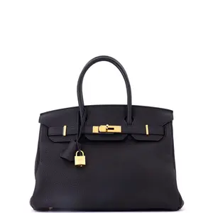 Pre-owned HERMÈS Leather Tote Bags REBAG Hermes Birkin Handbag Noir Togo with Gold Hardware 30 by Rebag