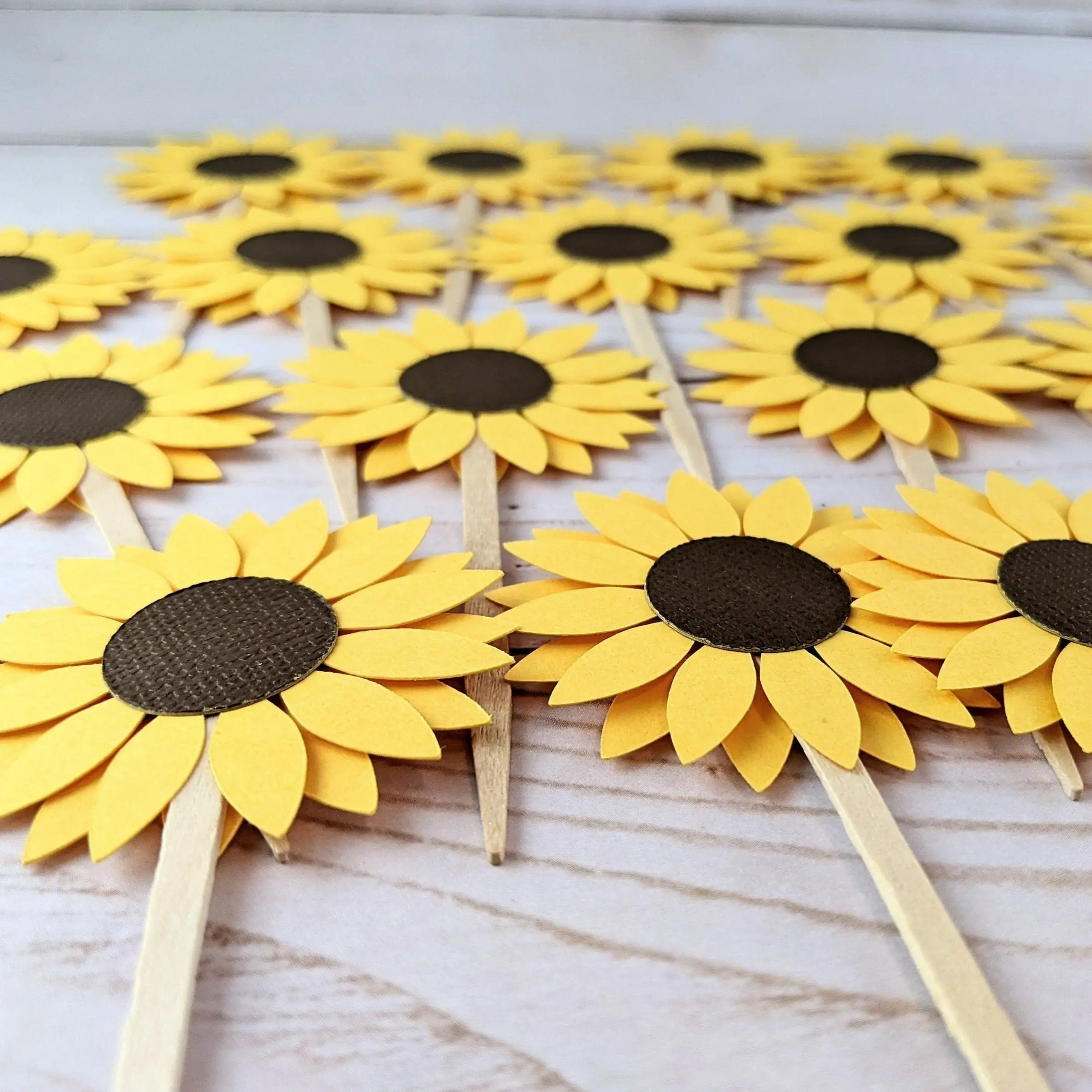 Set of 24 pcs Sunflower Cupcake Topper- 2" Sunflower Set of 24 pcs Sunflower Cupcake Topper- 2" Sunflower