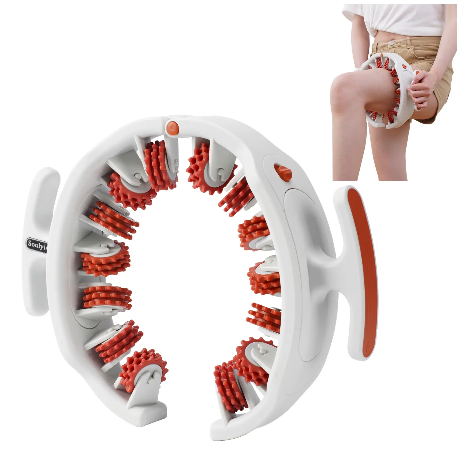 Soulyis Cellulite Manual Push-Pull Roller for Thigh Calf & Waist - Deep Tissue Pain Relief Body Shaping Tool for Pilates Yoga
