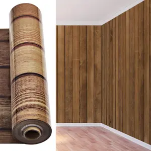 Wood Grain Tablecloth Backdrop Roll 4.5x100 ft Western Themed Party Backdrop Extra Large Wood Plastic Backdrop Sign for Rustic Wedding Decorations Barn Themed Birthday Decor (Brown) Photo Banners Door Wall Door Wall Waterproof Ornaments Wooden