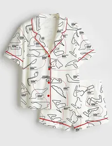 Women's 2025 Racing Car Schedule Long-Sleeve Satin Pajama Set - Loungewear with Pants, Ideal Gift for Racing Car Enthusiasts