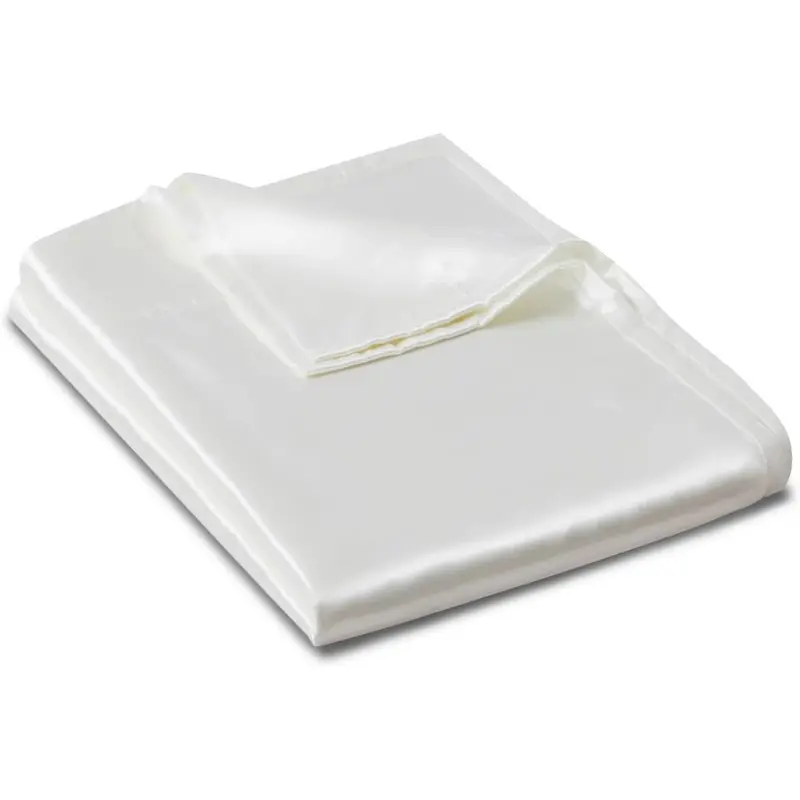 Ersmak Satin Flat Sheet Single Full Ultra Soft Silky Bedding Top Sheet for Full Mattress - Ivory White