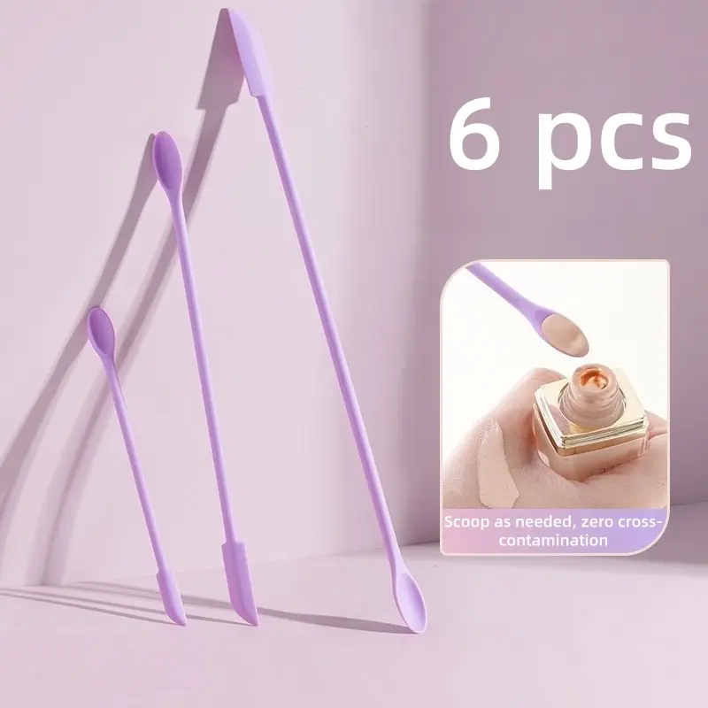 【Back to School】6pcs Cosmetic Scoop Scraper Set, Dual Head Multi-Functional Beauty Tool, Suitable for Jars and Bottles, Portable Easy Clean Reusable Makeup Tools -MM1
