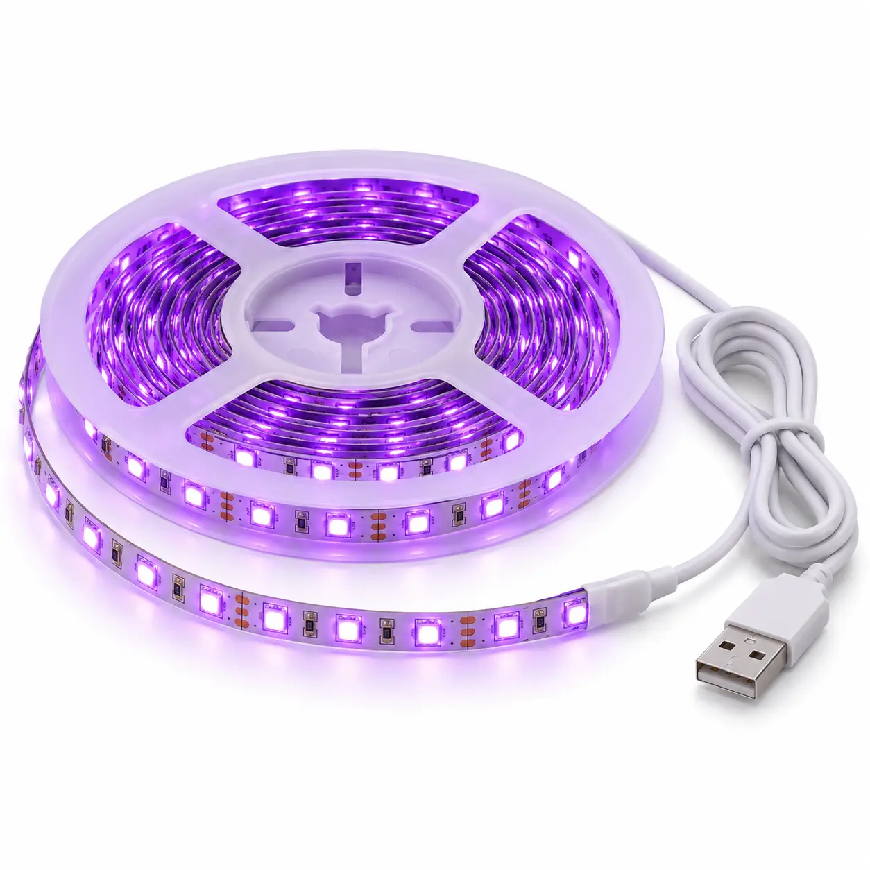 Purple USB-Powered Flexible LED Strip Lights, Cuttable Every 2cm, LED Lights Bedroom Decor for TV Wall & Shelf, Available in 2M/3M/5M/10M Lengths