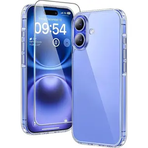 Phone Case - 3pcs [1 Phone Cover with 2 Transparent Screen Protectors] Case with Drop Protection, Shockproof Translucent Back Cover for Iphone 17 Pro Max, 17 Pro, Air 17, 16E, 16, 15, 14, 13, 12, 11 Pro Max Plus, 12 Mini, XR, XS Max, X/XS