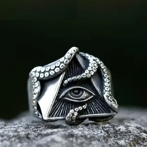 New Creative Design Stainless Steel Egypt The Eye of Horus Ring Squid Ring For Men Women Fashion Jewelry