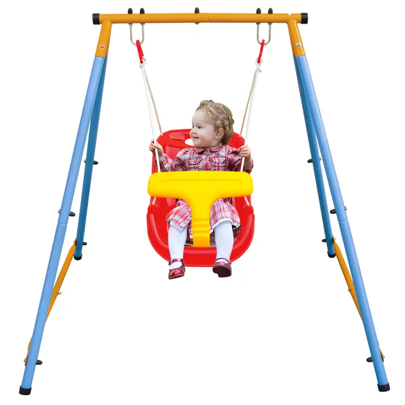 WKKEOM Unisex Toddler Steel Frame Swing Set with Safety Belt - 48"(w)x40"(d)x44"(h) Indoor/Outdoor Play Equipment, 9 to 36 Months Kids, Easy to Move, Colorful Kid-Friendly Gift, Backyard Home Use