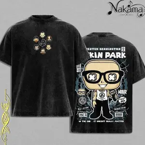 [Nakama] Chester C.B Benington Washed Tee Tshirt , Rock Tribute Graphic T-Shirt, Vintage Nu Metal Streetwear Oversized Unisex Shirt, Heavyweight Premium Cotton Rock Music Fan Gift Apparel EYU