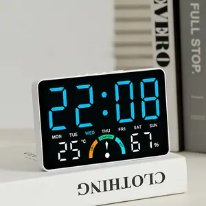 Home Temperature Humidity LED Electronic Clock, Large Screen Wall Clock, Dual Use Alarm Clock, Time Day Date Display, Battery and Plug Supply, Multifunctional Alarm Clock, Digital Wall Clock
