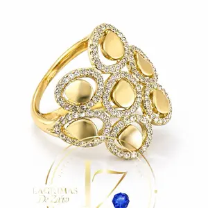 Women's Ring for Special Occasions with Elegant Gold Plating & Cubic Zirconia Accents