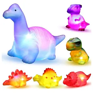 6 Pack Light-Up Floating Dinosaur Bath Toys – Water Bath & Pool Toys for Babies, Toddlers, Preschool Kids, Easter, Birthday & Christmas Gifts