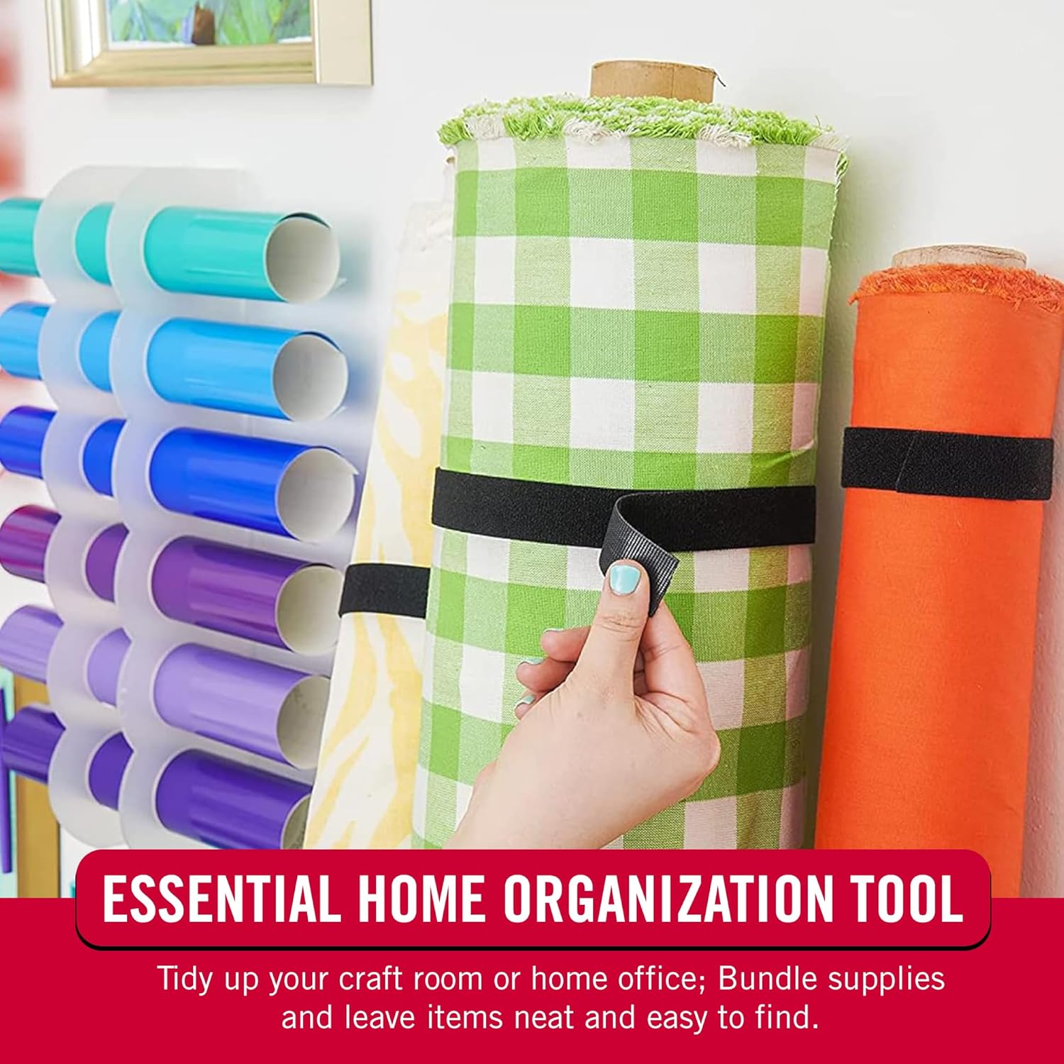 2 Pack Reusable Hook and Loop Cable Ties, Cut-to-Length Self-Gripping Cable Management Straps for Home Office