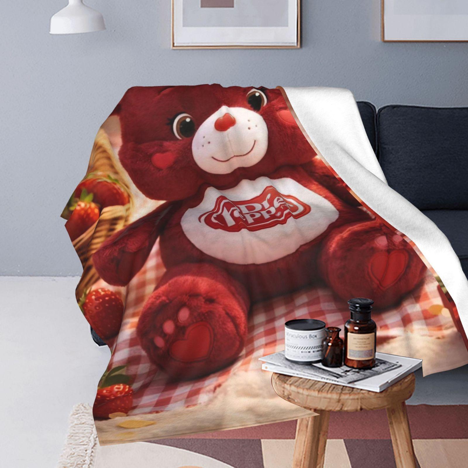 Dr Pepper Care Bear Plush Fleece Blanket, Cute Soda Bear Throw Blanket
