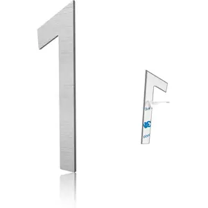3 Inch Modern Self-adhesive House Numbers, Brushed Silver Stainless Steel Mailbox Door Numbers for Apartments Office