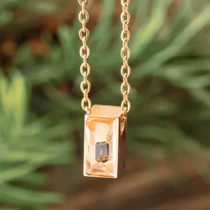 Urn Necklace with Gem in Rose Gold Color